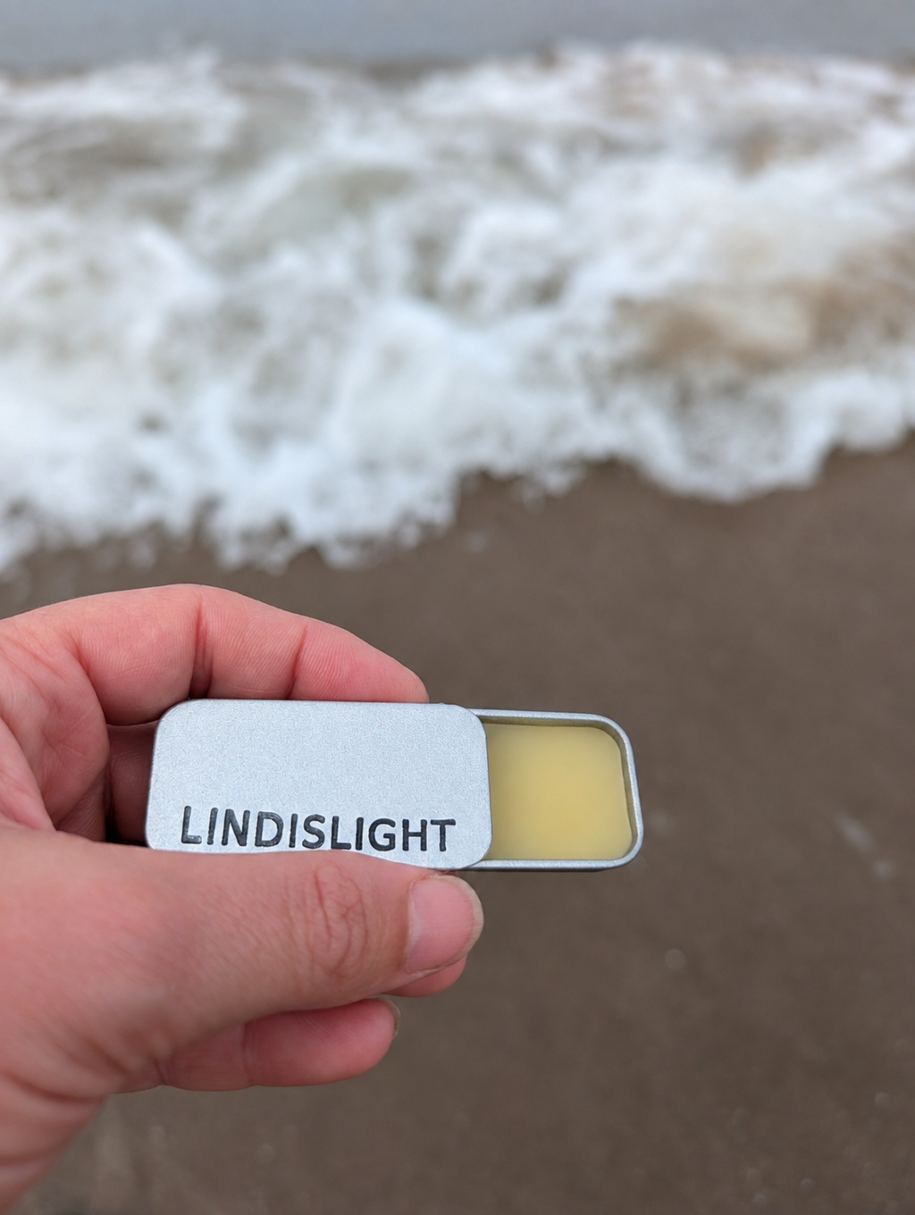 Lindislight Neroli balm tin open showing balm
